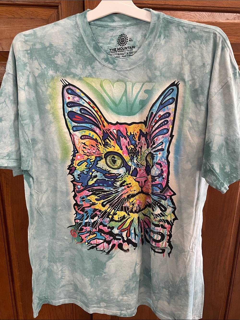 The Mountain Multicolor Cat Tie-Dye Tee in Light Blue Sz. 4XL NWOT Beautiful 🤩